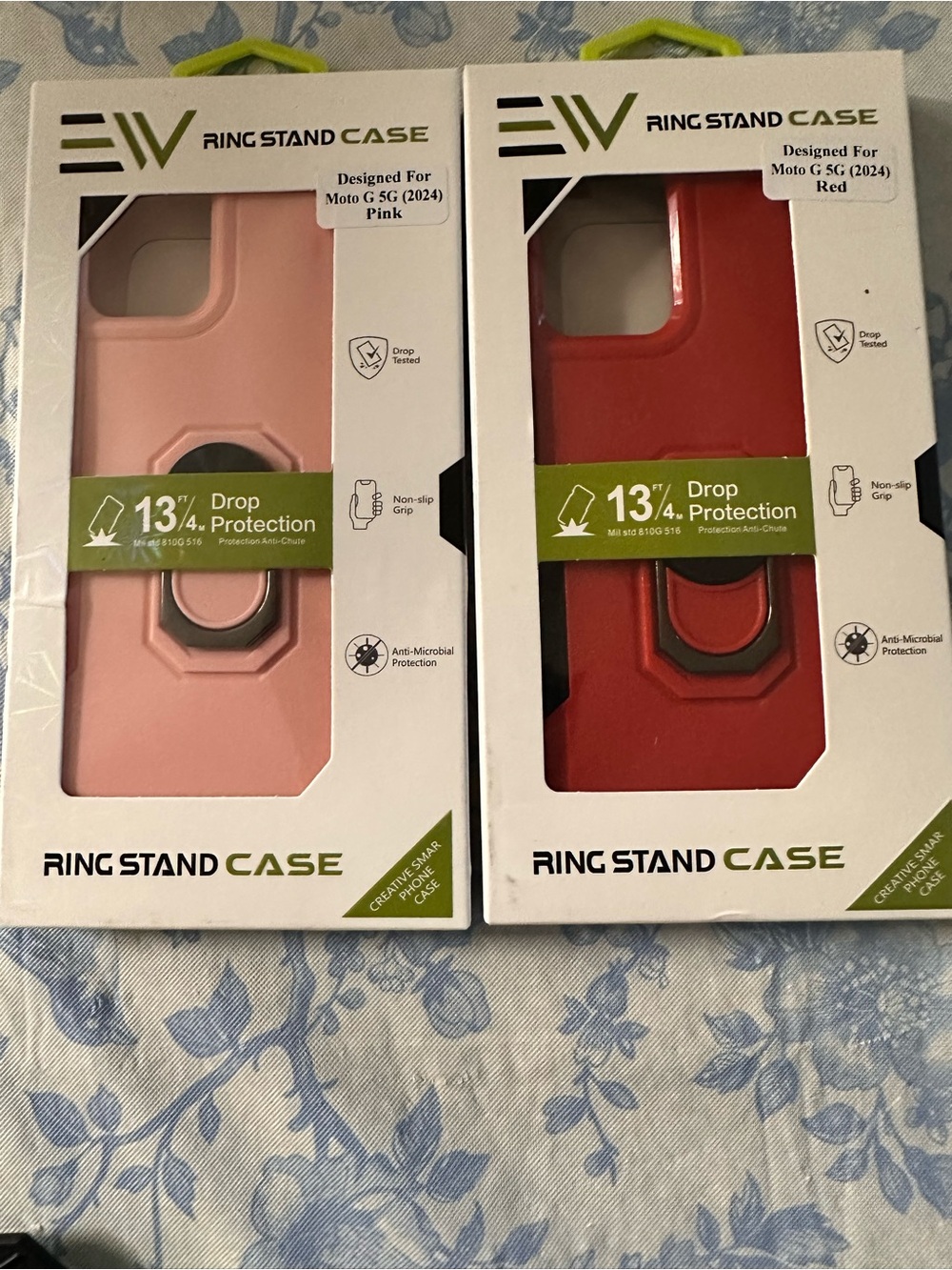 Bundle Ring Stand Cases for Moto G 5G (2024) - Pink & Red